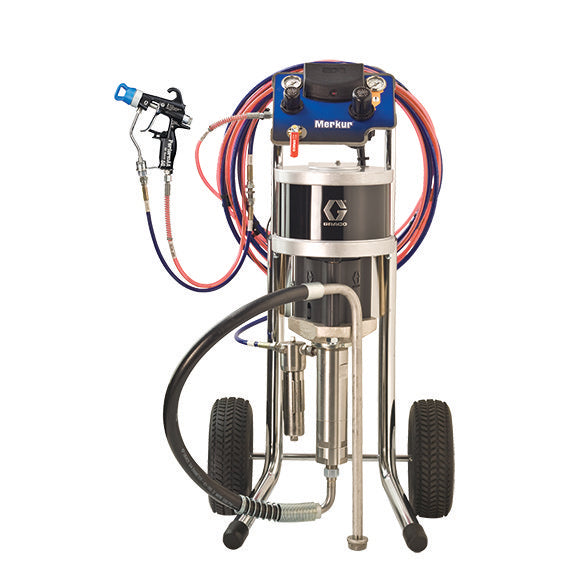 G30C23 - Pacchetto Merkur AA 30:1, 0,4 gpm (1,5 lpm), su Carrello, Pistola PerformAA 50, Controlli aria della Pompa, Tubo Flessibile aria/fluido della Pistola, Tramoggia